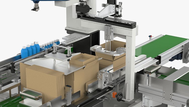 ロボットによる自動ラベリング作業の様子